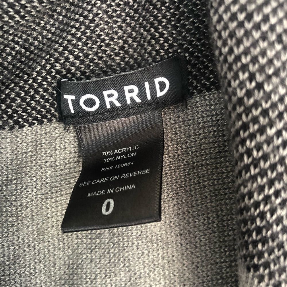 TORRID Open Front Drape Cardigan Sweater Size 0X Buffalo Check - Picture 5 of 8